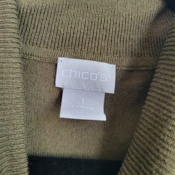 Chico's Women's Cashmere Blend Turtleneck Asymmetrical Green Sweater Size M (1) - Picture 6 of 12